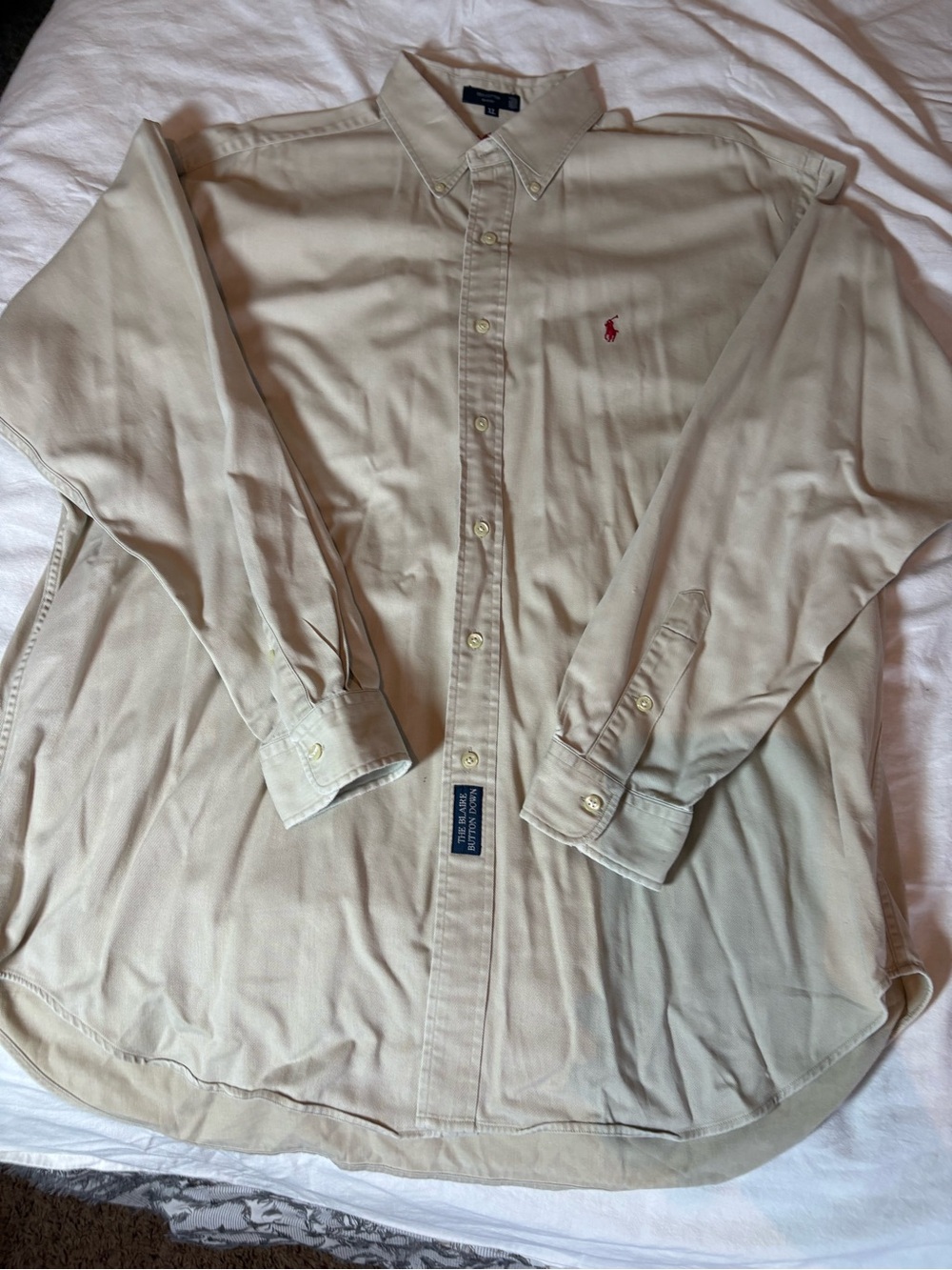 Ralph Lauren Beige Shirt with Red Embroidered Pony